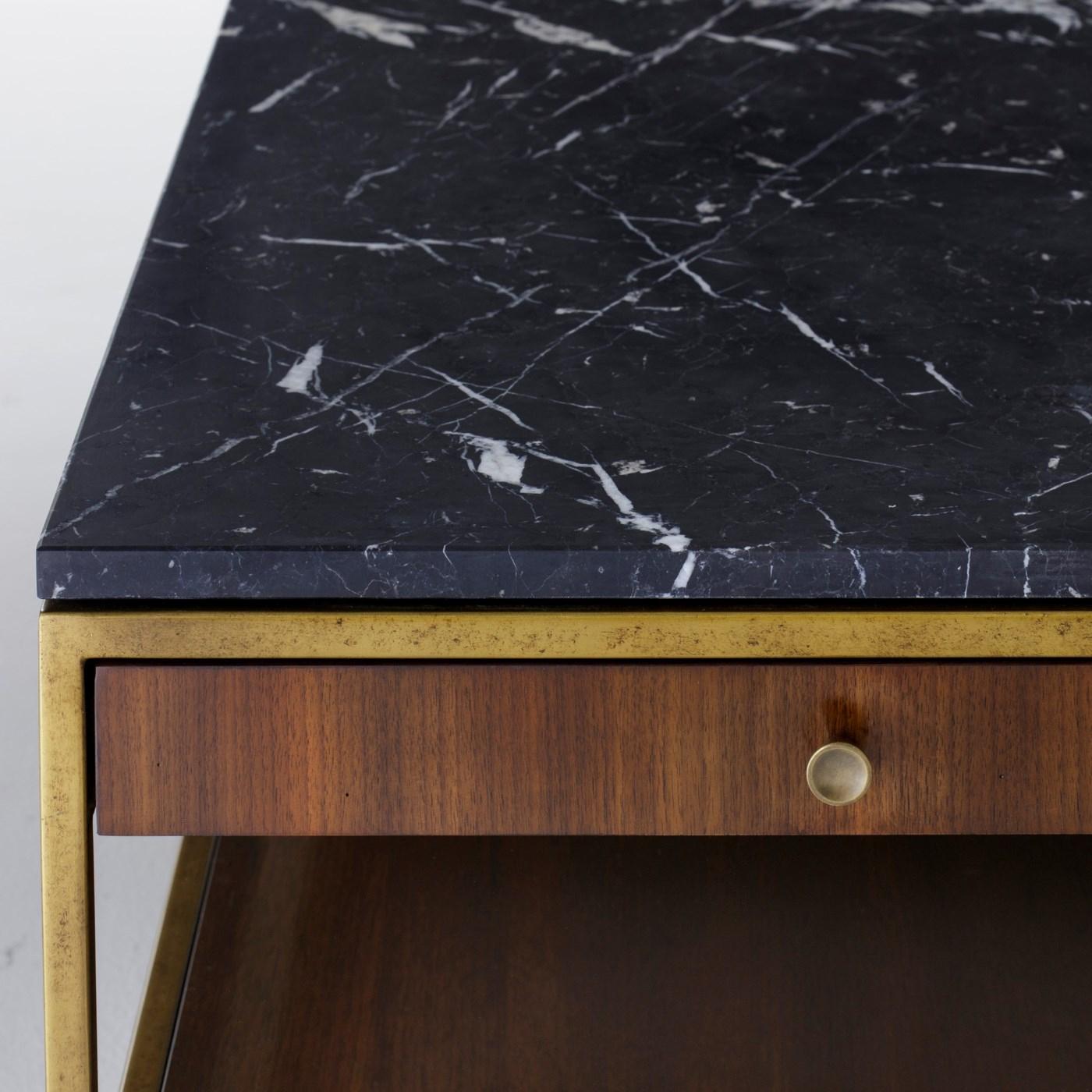 Blackened Carolina Coffee Table with Black Marquina Marble Top For Sale