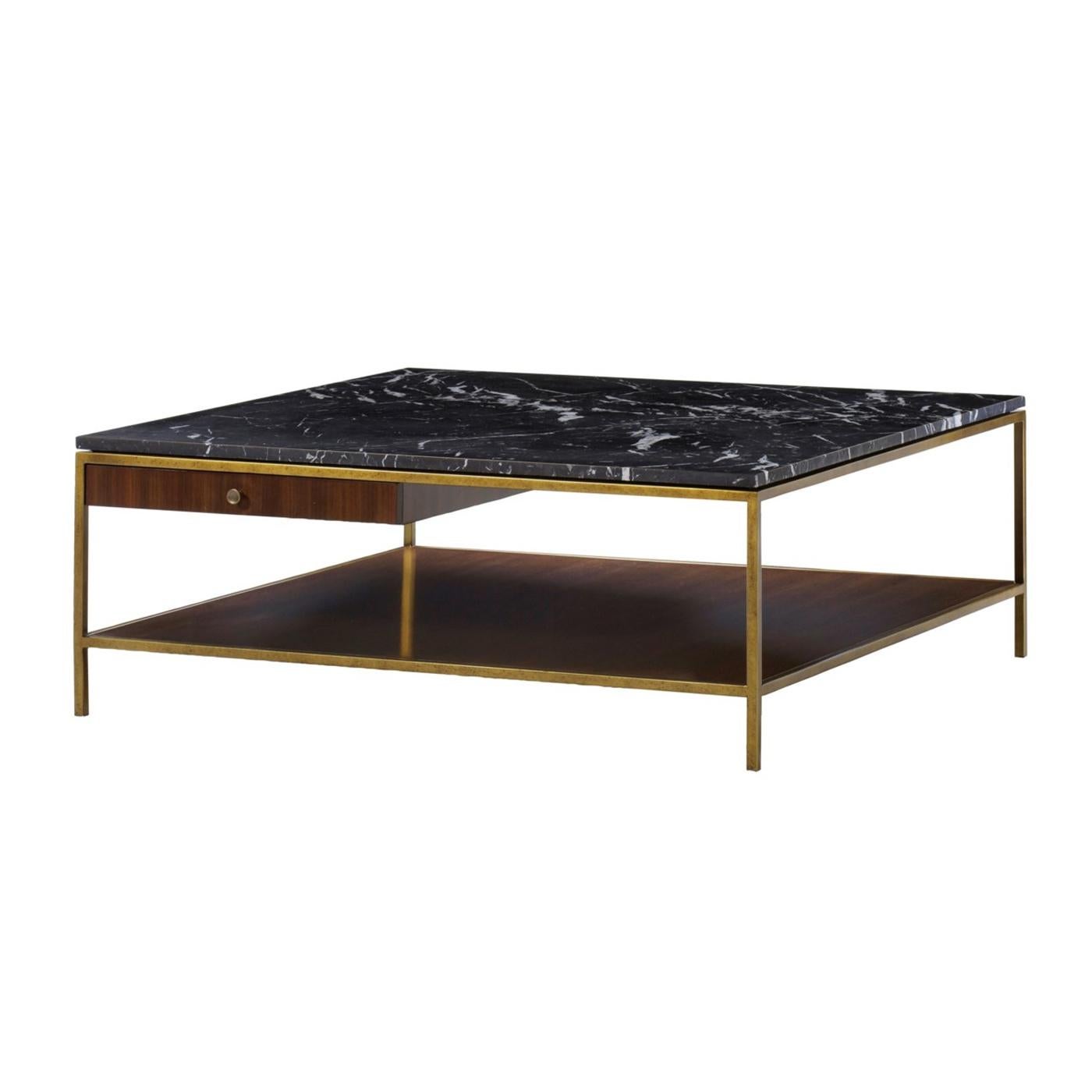 Carolina Coffee Table with Black Marquina Marble Top For Sale