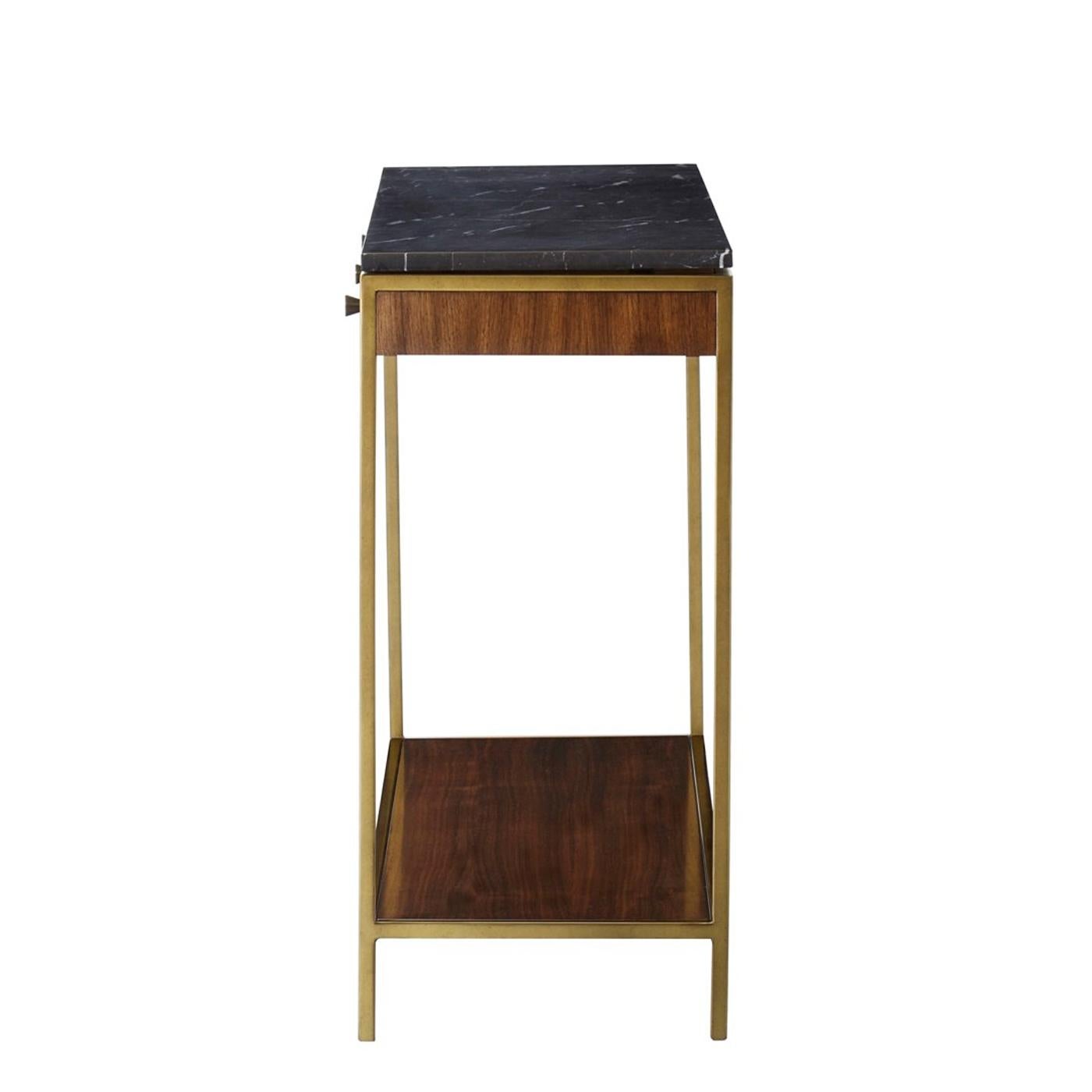 English Carolina Console Table with Black Marquina Marble Top For Sale