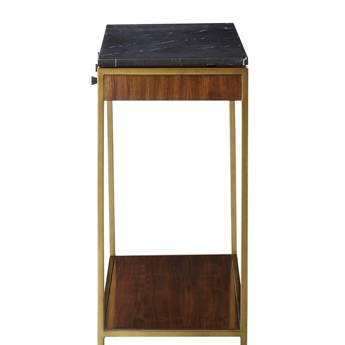 Carved Carolina Console Table with Black Marquina Marble Top For Sale