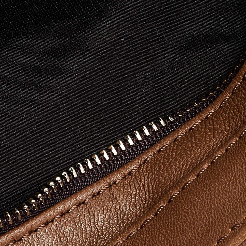 Carolina Hererra Brown Leather Fringe Chain Shoulder Bag For Sale 5