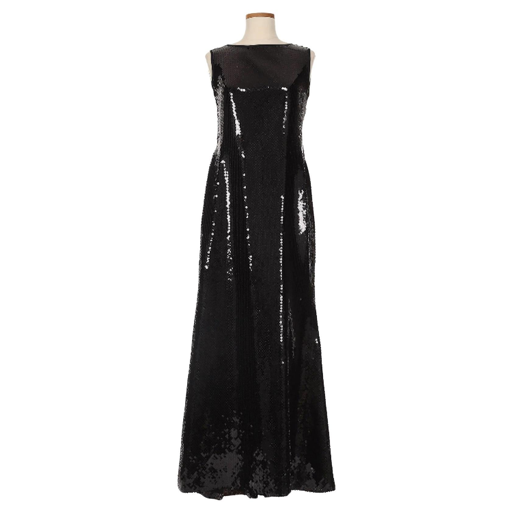 Carolina Herrera 1980s Black Sequin Gown (Original Sample) For Sale