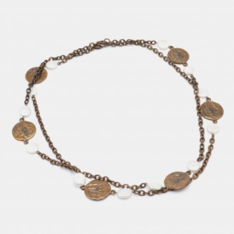 Carolina Herrera - Collier à perles en métal finition antique Pour femmes en vente