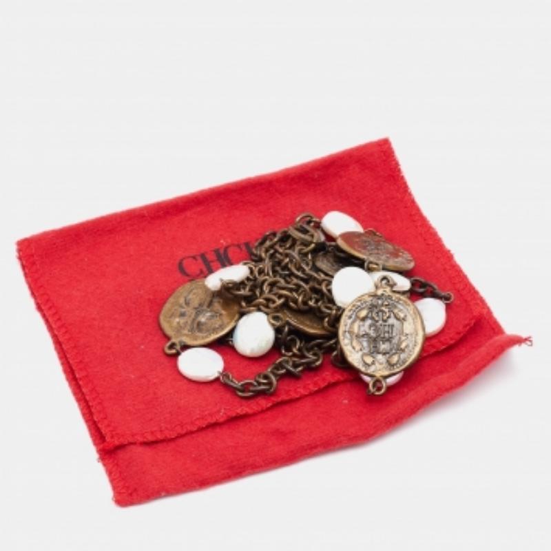 Carolina Herrera - Collier à perles en métal finition antique en vente 1