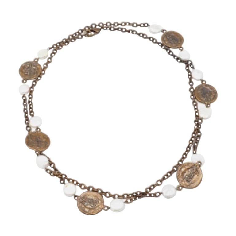 Carolina Herrera - Collier à perles en métal finition antique en vente