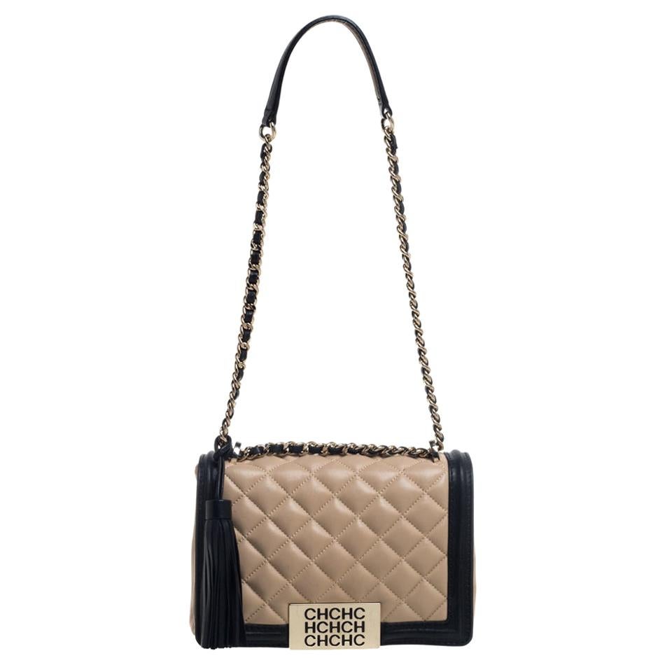 Carolina Herrera Gold Monogram Leather Bow Bag For Sale at 1stDibs