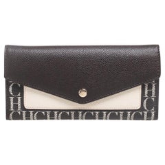 Carolina Herrera Beige/Brown Leather Envelope Wallet