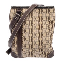 Carolina Herrera Beige/Brown Monogram Canvas Sling Bag