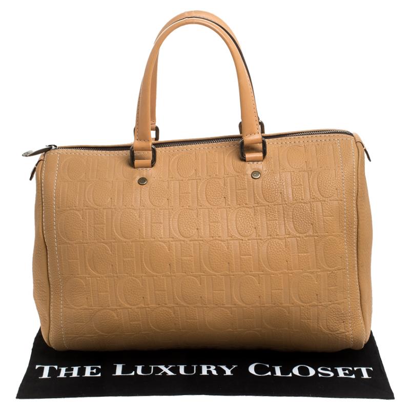 Carolina Herrera Bolso Andy Boston Grande de Piel Beige 6
