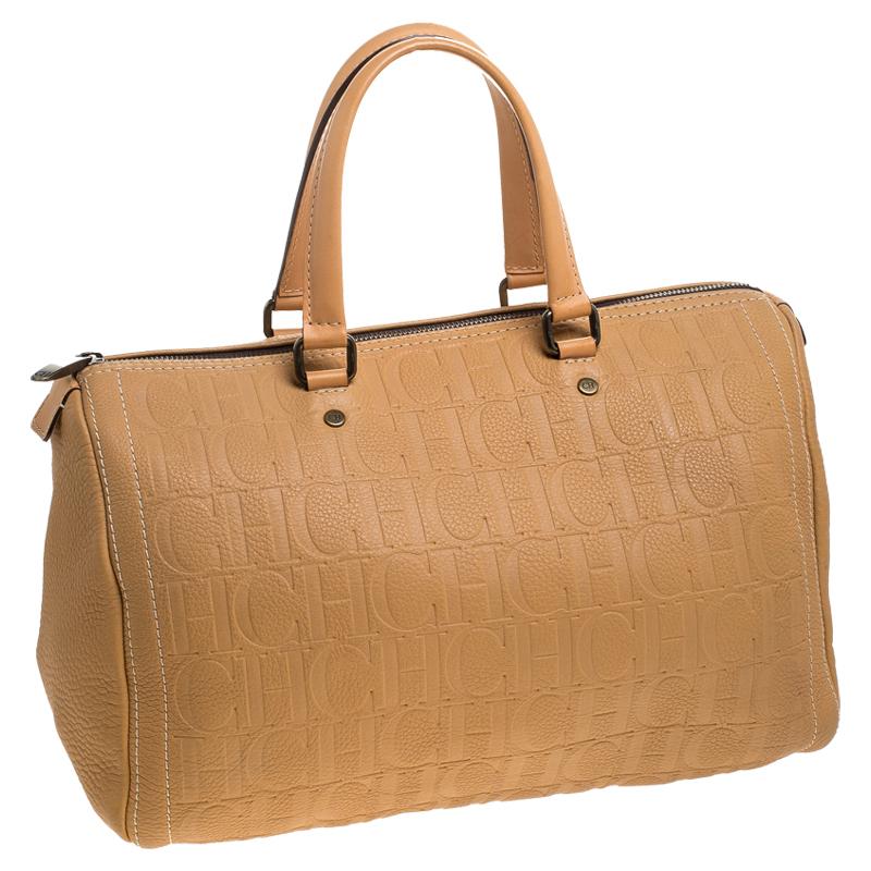 Carolina Herrera Bolso Andy Boston Grande de Piel Beige en Bueno Estado en Dubai, Al Qouz 2
