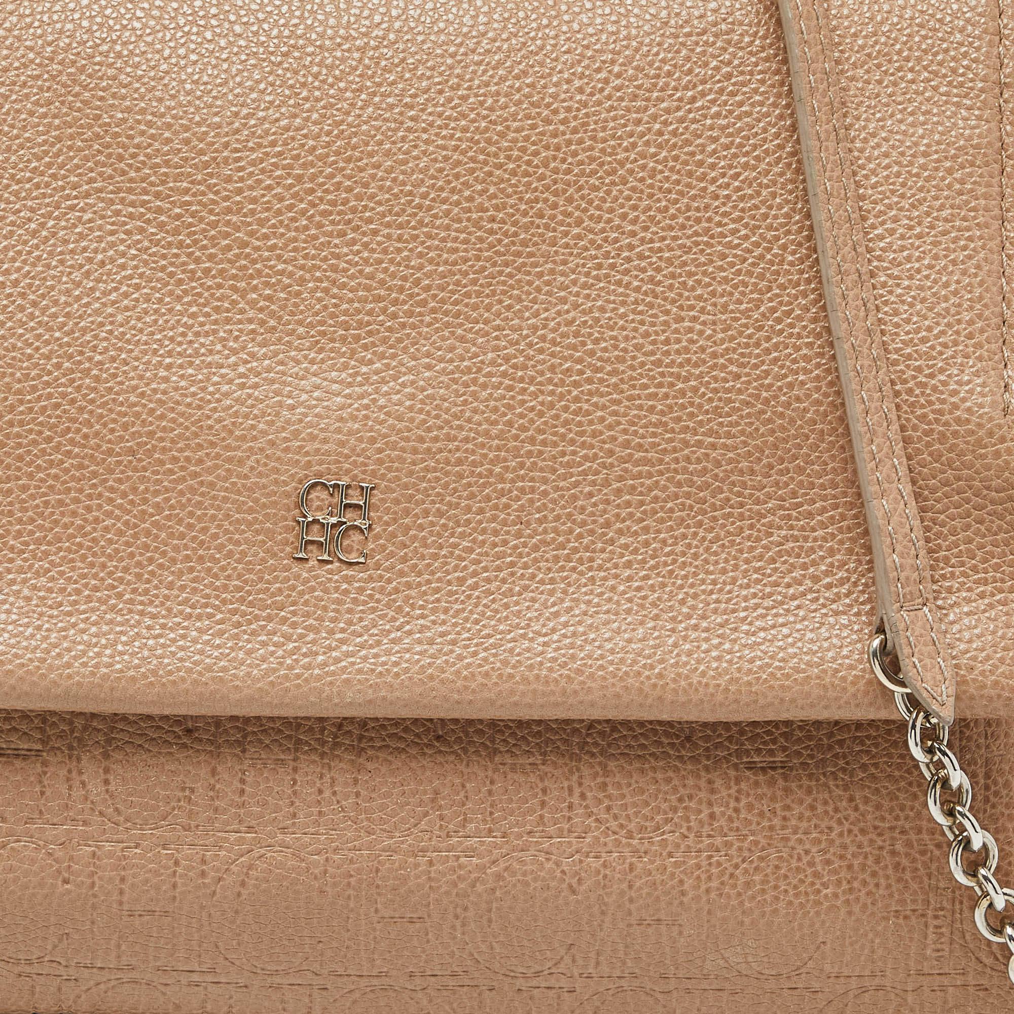 De las mujeres Carolina Herrera Bolso de asa superior con solapa Minuetto de piel beige