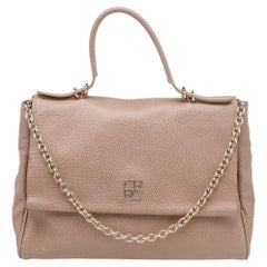 Carolina Herrera Beige Leather Minuetto Top Handle Bag