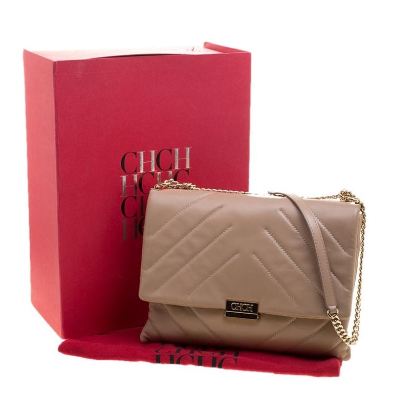 Carolina Herrera Beige Leather Shoulder Bag For Sale At 1stdibs