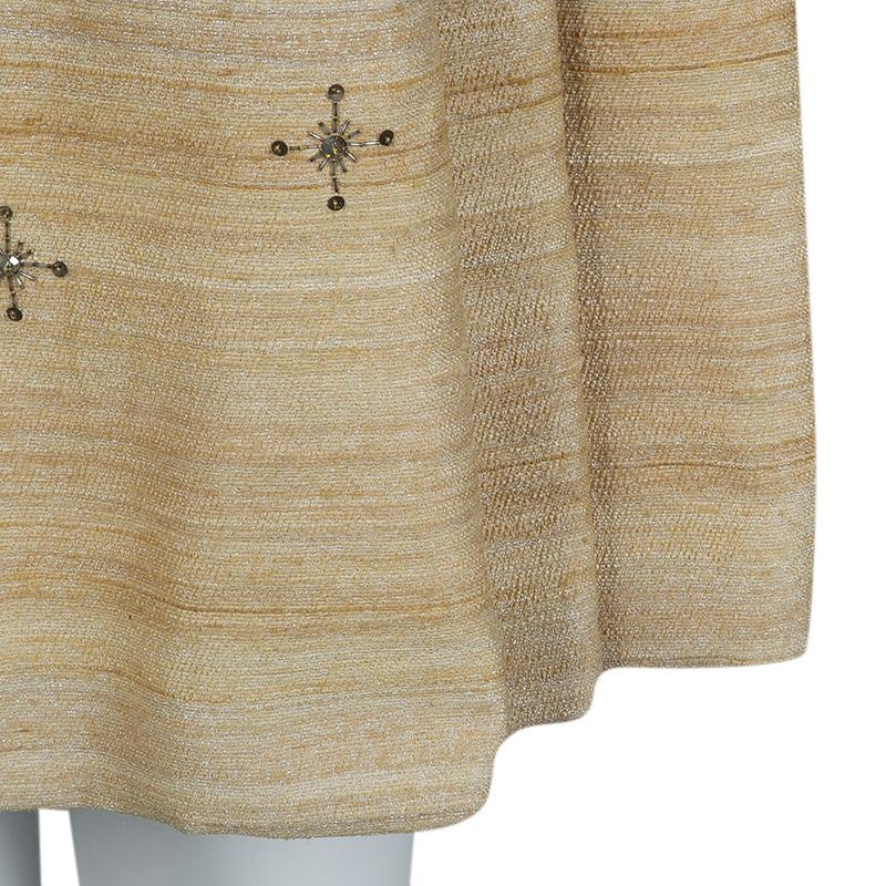 Carolina Herrera Beige Ombre Raw Silk Embellished Strapless Dress M 2