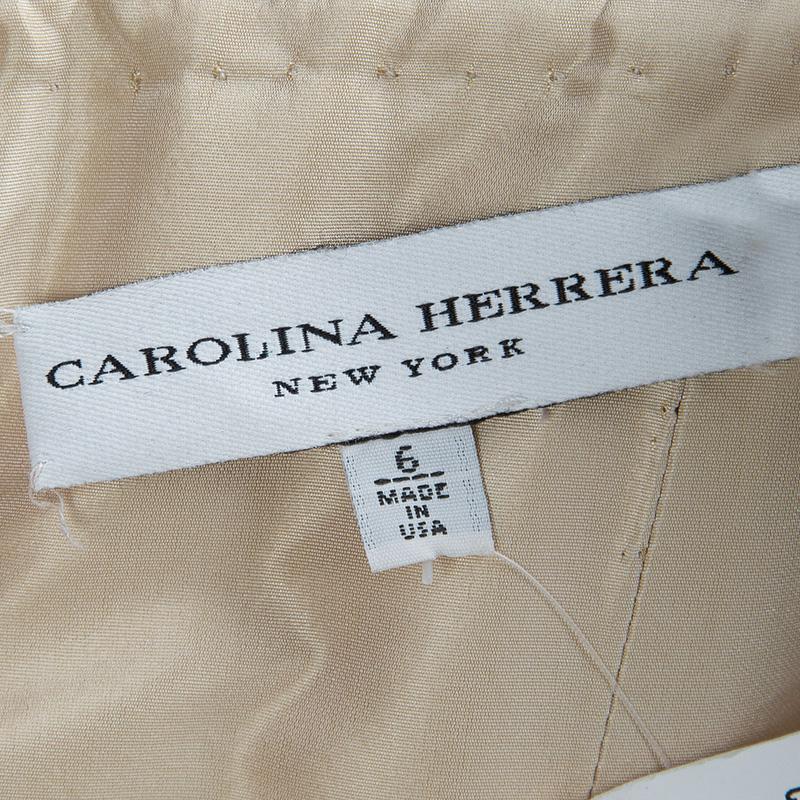 Carolina Herrera Beige Ombre Raw Silk Embellished Strapless Dress M 4