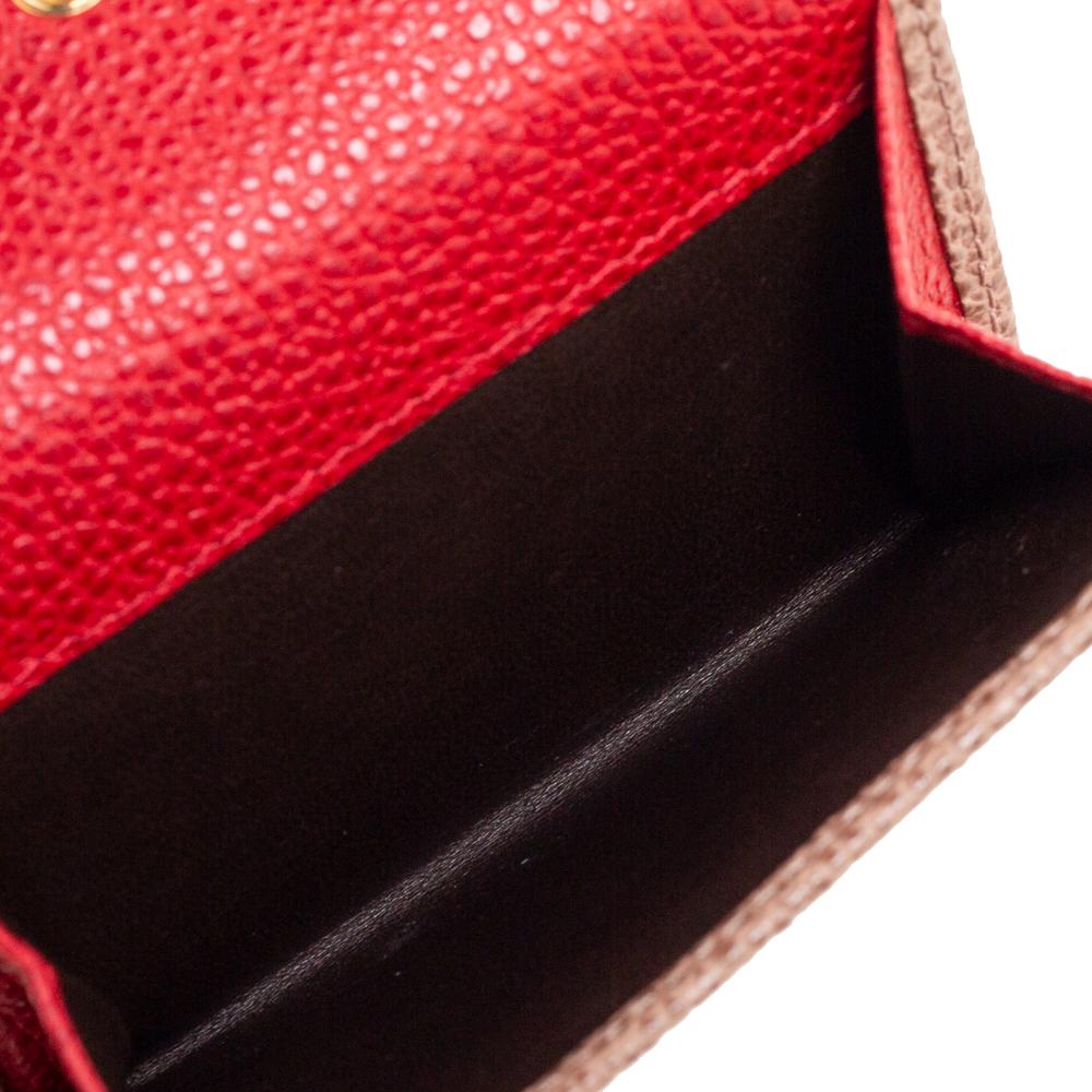 Carolina Herrera Beige Textured Leather Logo Flap Wallet 4