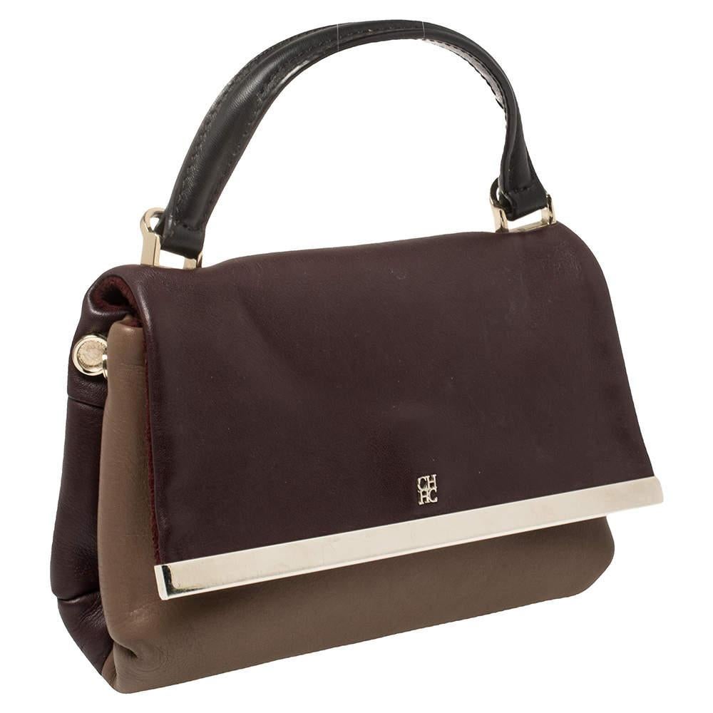Noir Carolina Herrera sac à poignée supérieure en cuir bicolore
