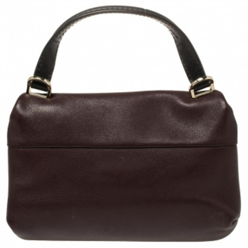 Black Carolina Herrera Bicolor Leather Top Handle Bag For Sale