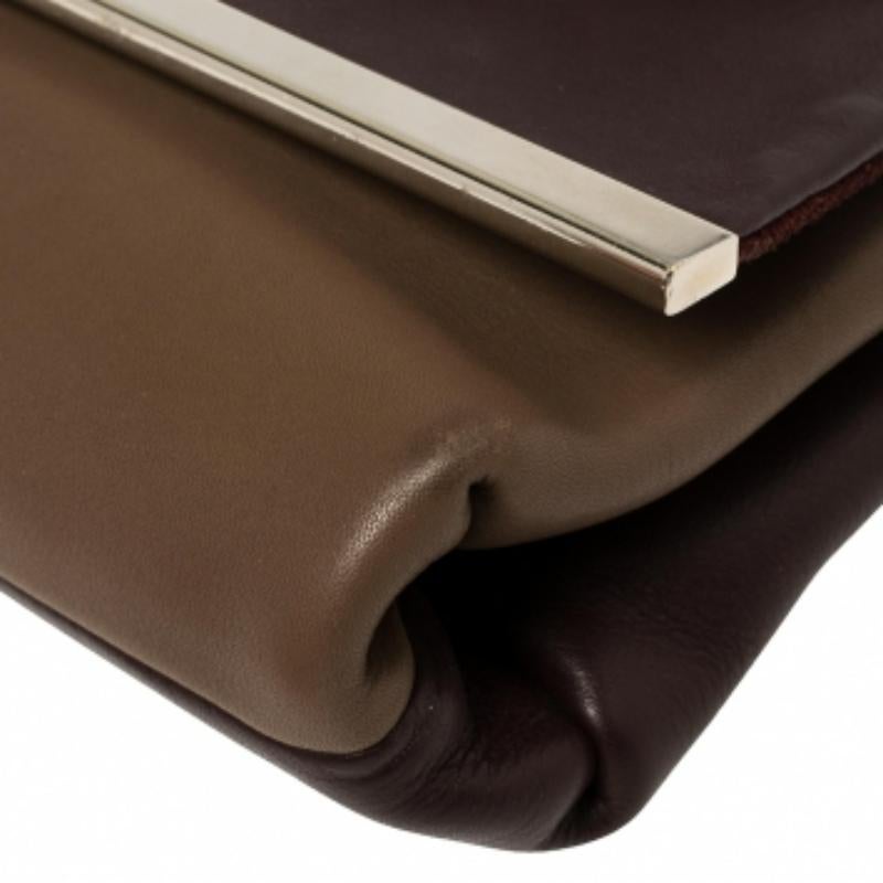 Carolina Herrera Bicolor Leather Top Handle Bag For Sale 4