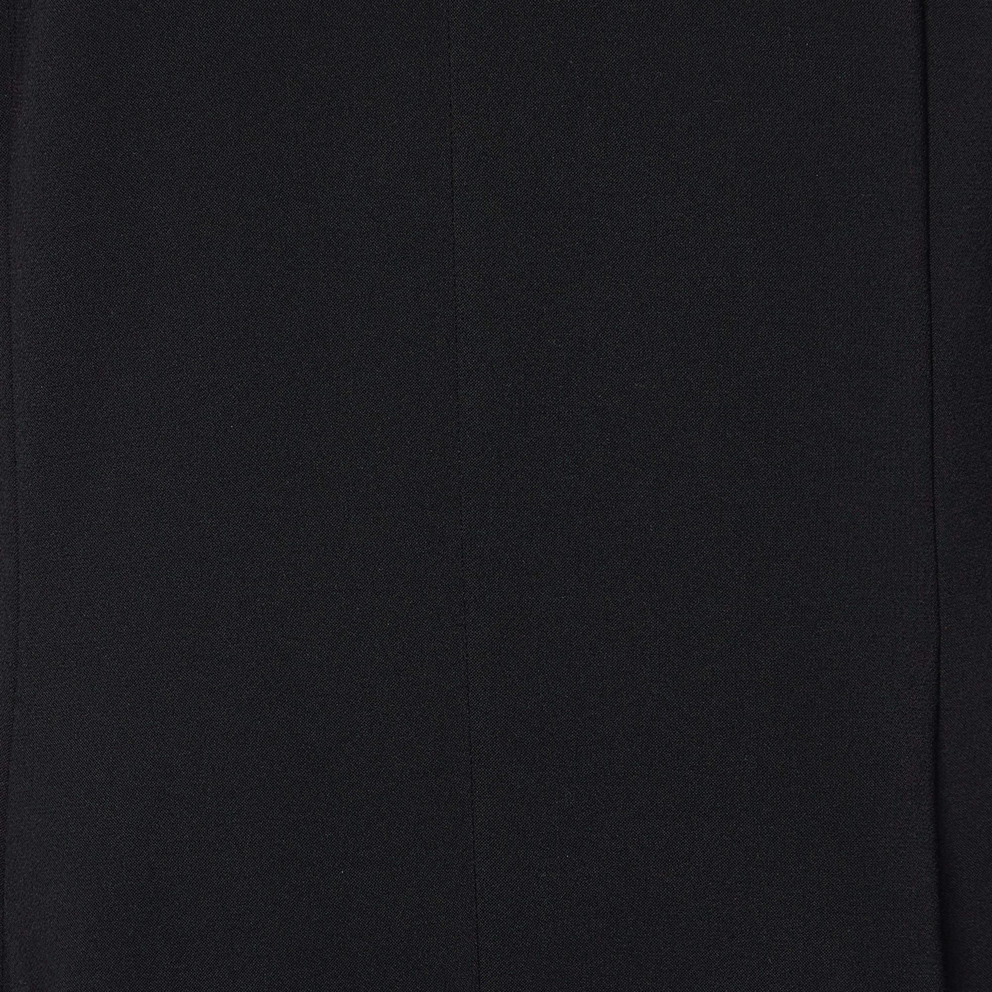 Carolina Herrera Black Cady Flared Midi Dress L For Sale 1