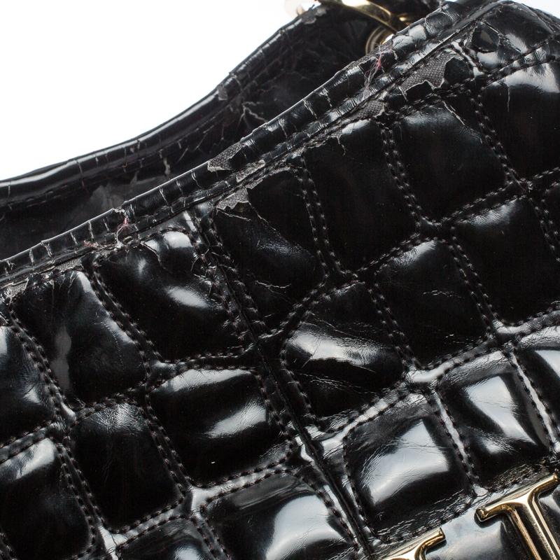 Carolina Herrera Black Croc Embossed Patent Leather Tote 10