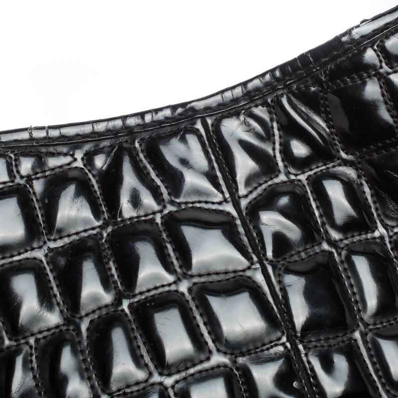 Carolina Herrera Black Croc Embossed Patent Leather Tote 12