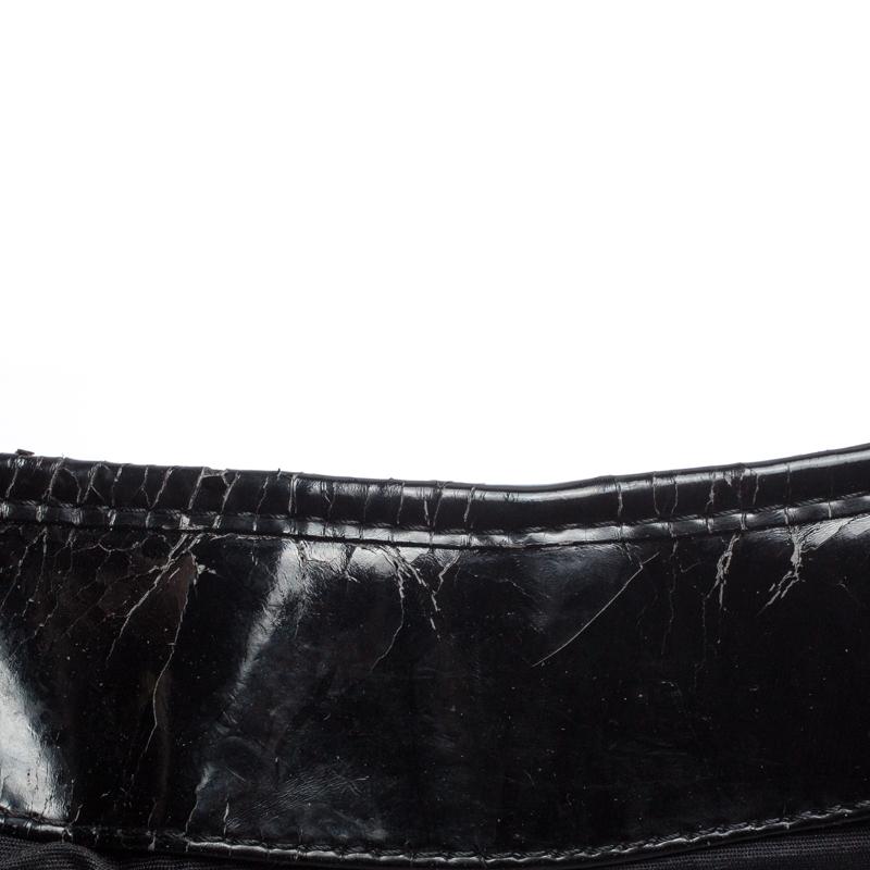 Carolina Herrera Black Croc Embossed Patent Leather Tote 13