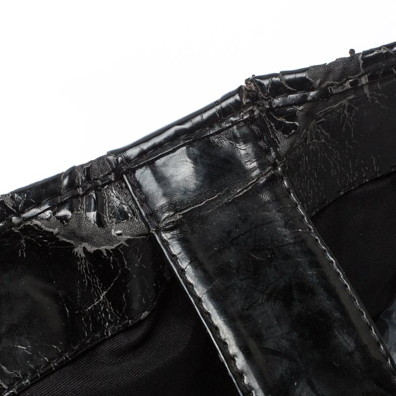 Carolina Herrera Black Croc Embossed Patent Leather Tote 14