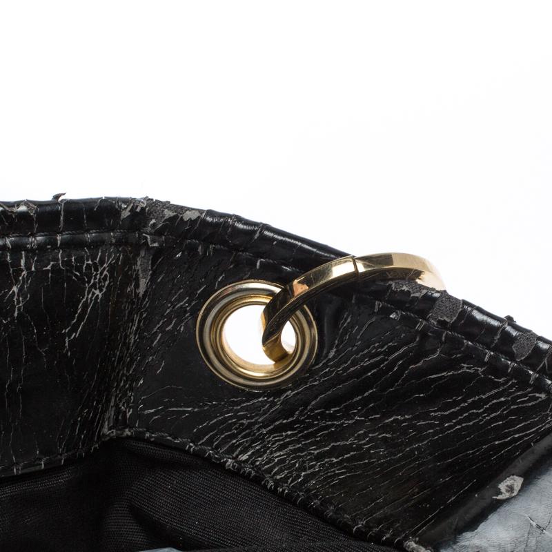 Carolina Herrera Black Croc Embossed Patent Leather Tote 15
