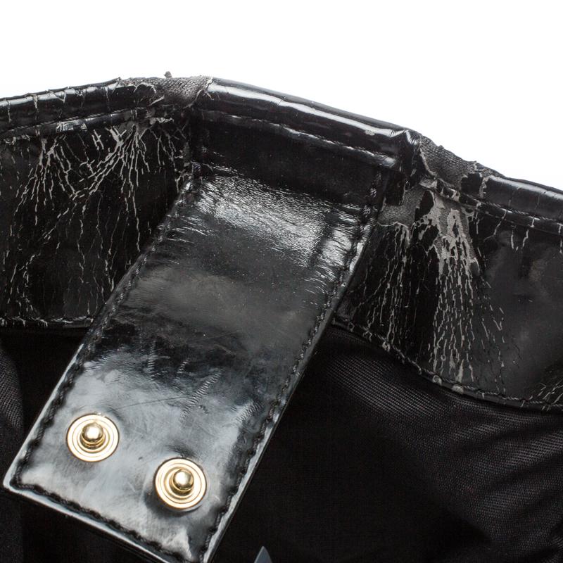 Carolina Herrera Black Croc Embossed Patent Leather Tote 16