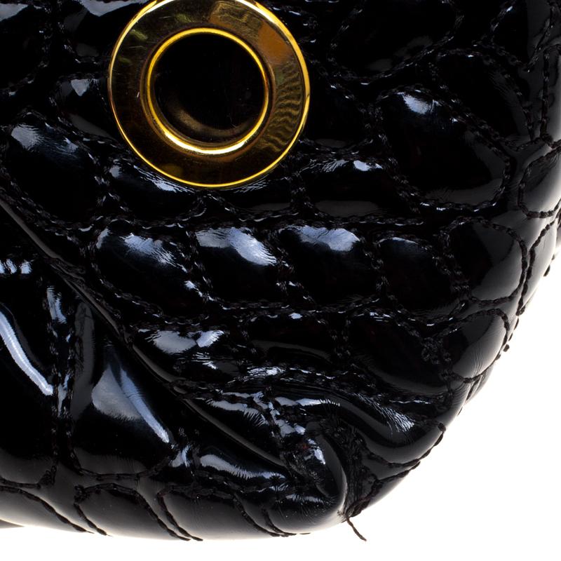 Carolina Herrera Black Croc Embossed Patent Leather Tote 1