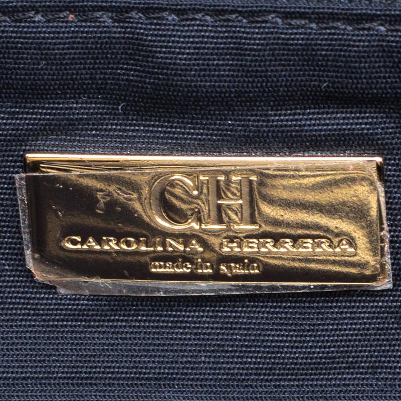 Carolina Herrera Black Croc Embossed Patent Leather Tote 5