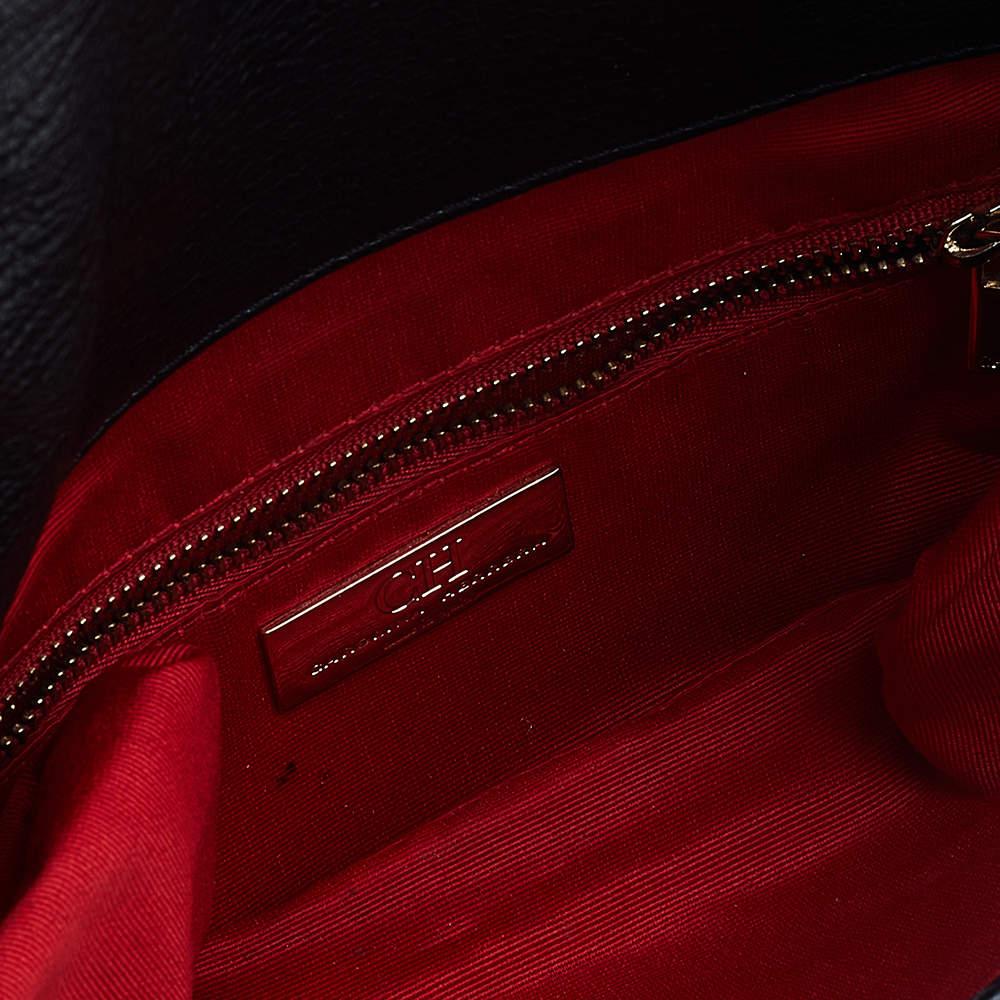Carolina Herrera Black Embossed Leather Audrey Bow Flap Shoulder Bag For Sale 3