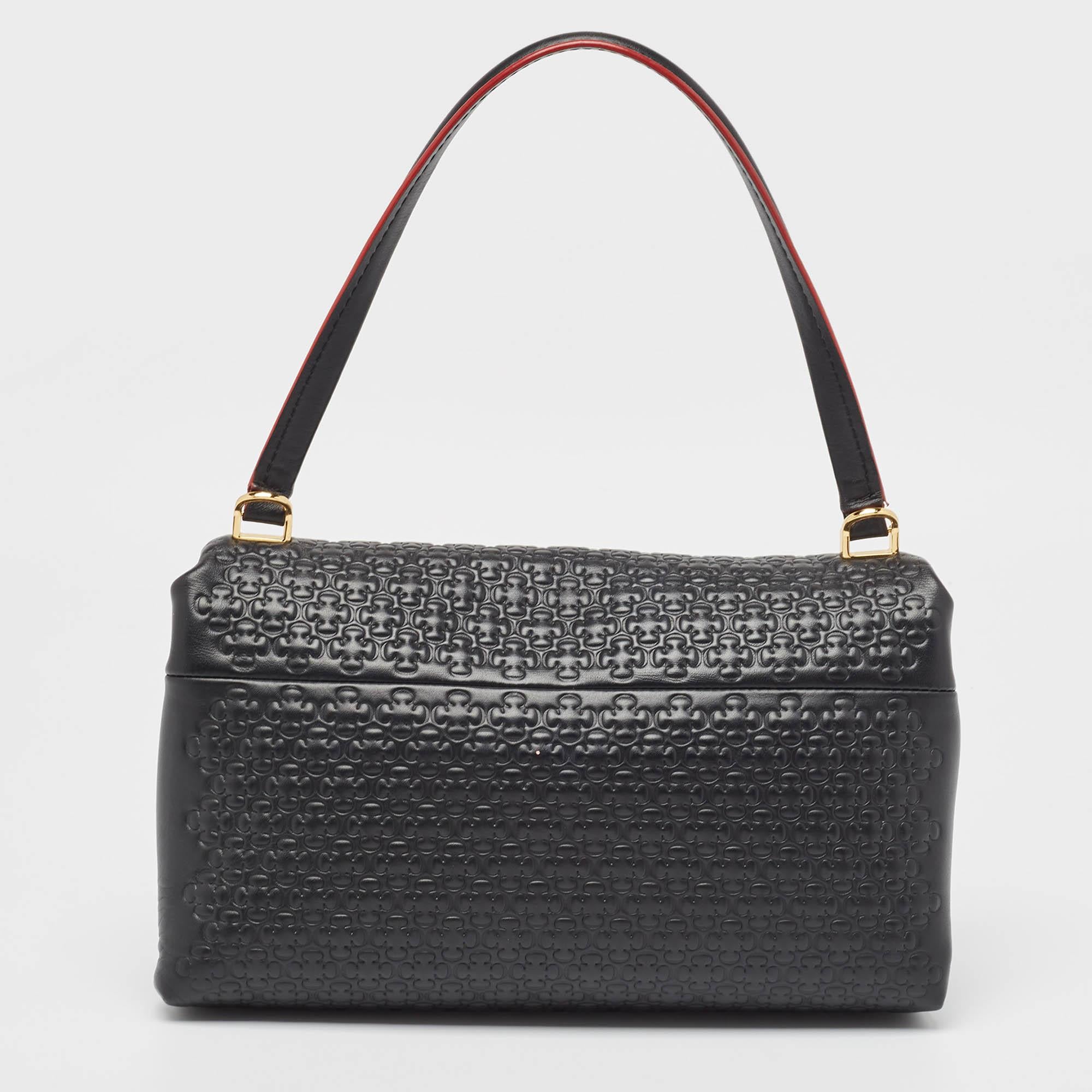 De las mujeres Carolina Herrera Bolso Camelot Mediano de Piel Repujada Negra