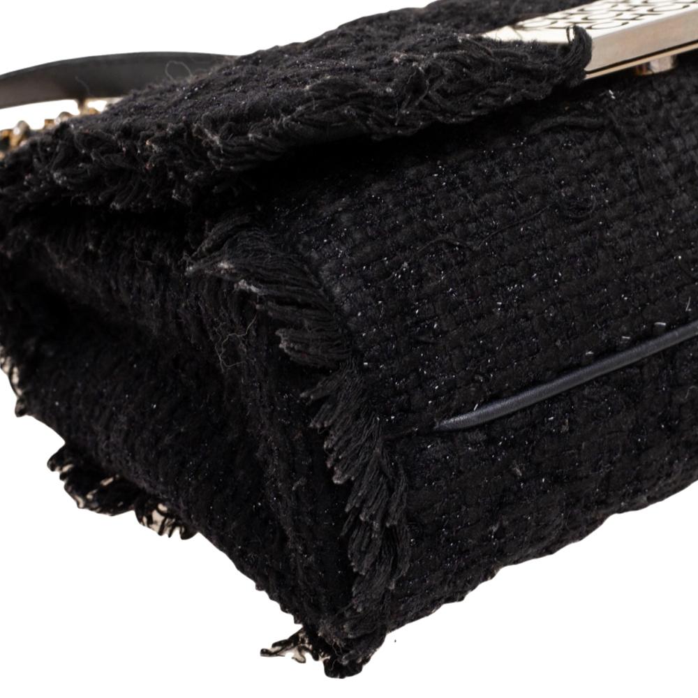 Carolina Herrera Black Fabric Pearl Embellished Shoulder Bag 4