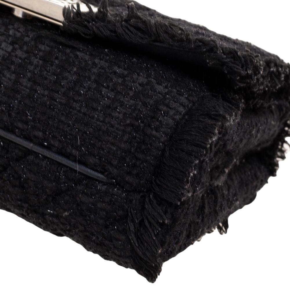 Carolina Herrera Black Fabric Pearl Embellished Shoulder Bag 5
