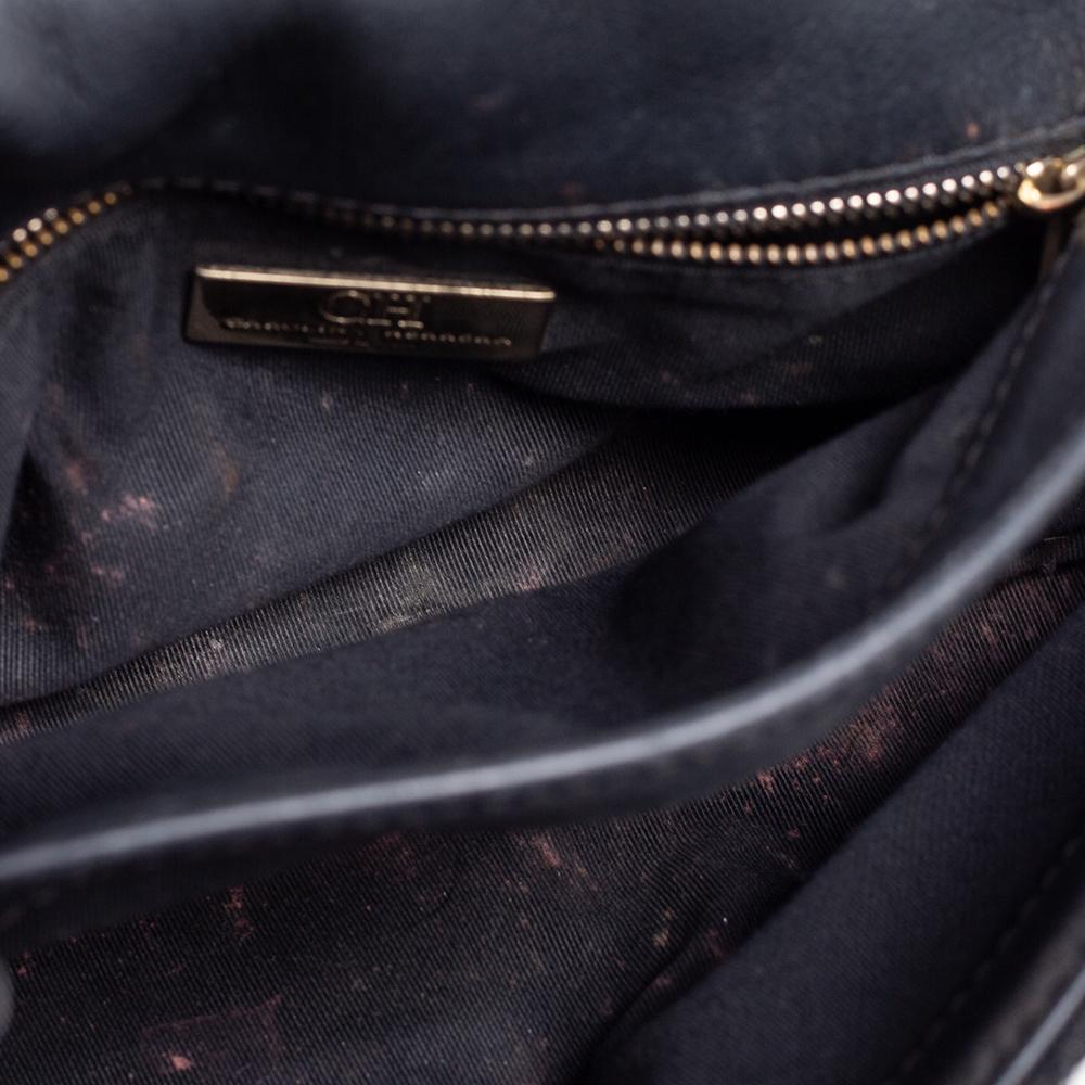Women's Carolina Herrera Black Fabric Pearl Embellished Shoulder Bag