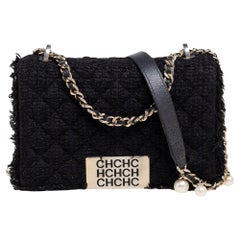 Carolina Herrera Black Fabric Pearl Embellished Shoulder Bag