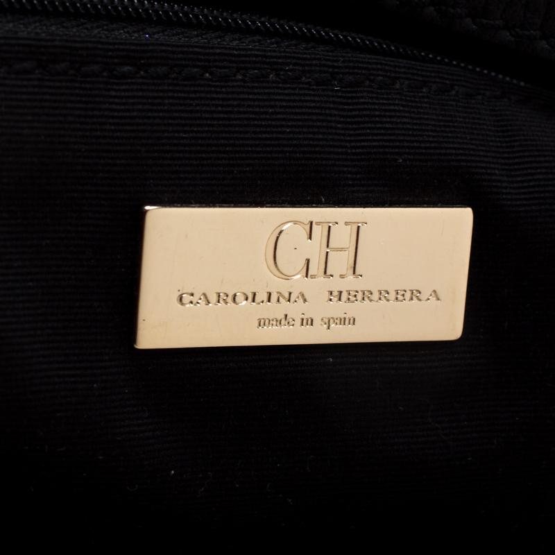 Women's Carolina Herrera Black/Gold Monogram Velvet and Leather Hobo