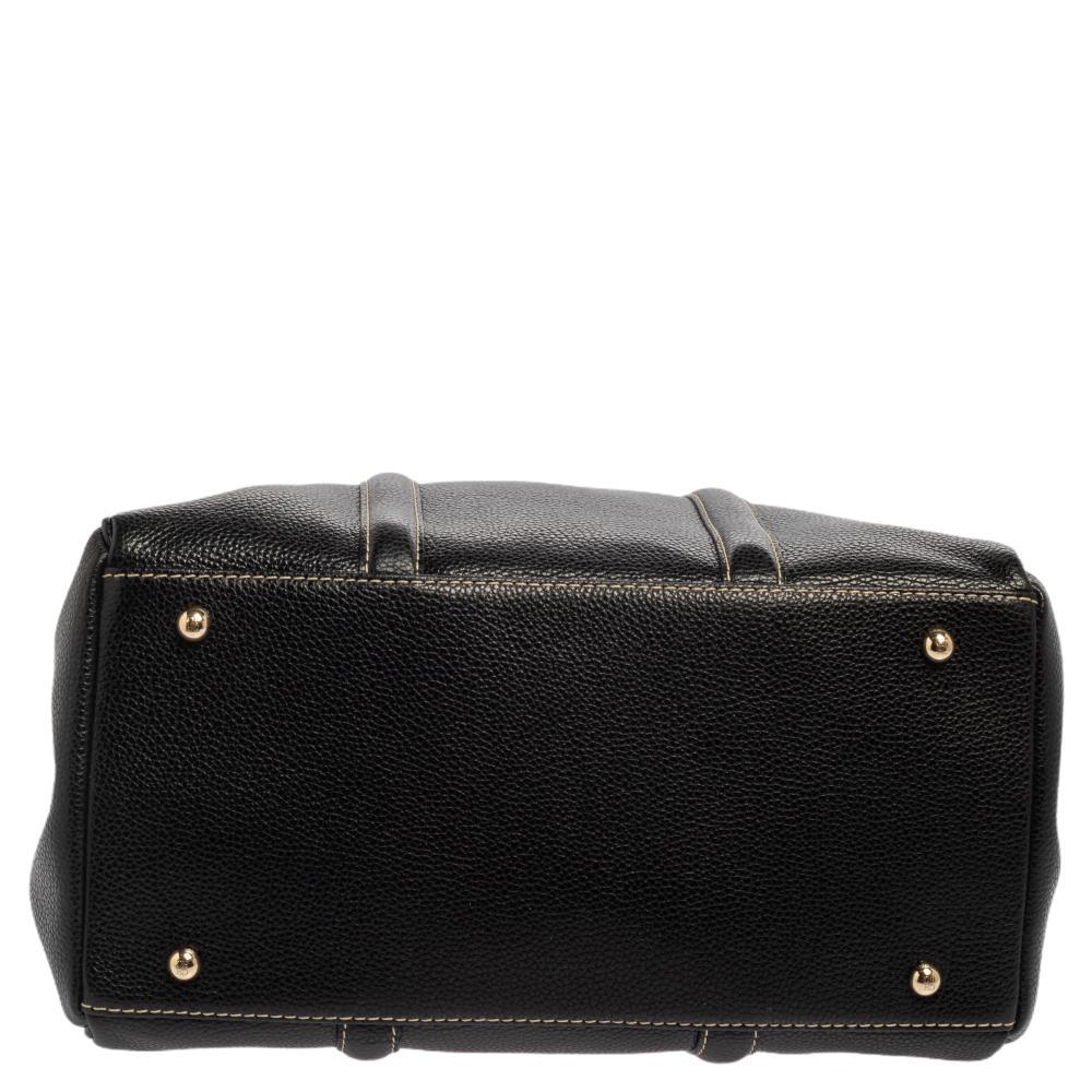 Carolina Herrera Black Grained Leather Matteo Tote 1