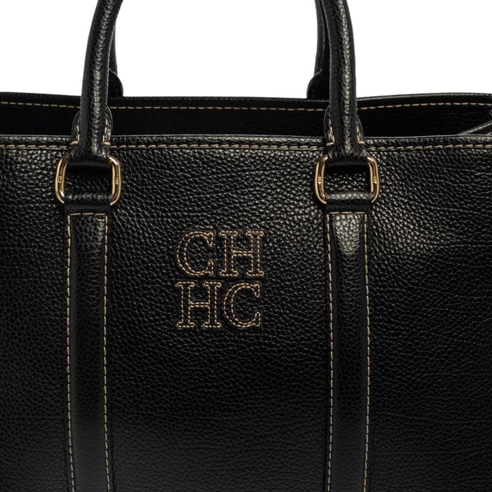 Carolina Herrera Black Grained Leather Matteo Tote 2