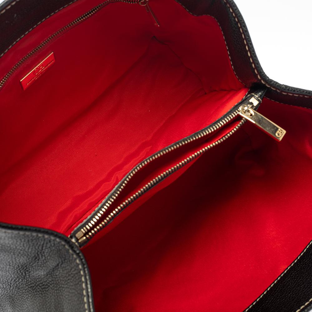 Carolina Herrera Black Grained Leather Matteo Tote 3