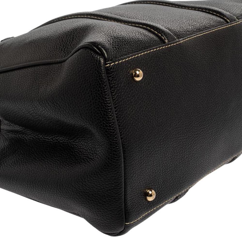 Carolina Herrera Black Grained Leather Matteo Tote 5