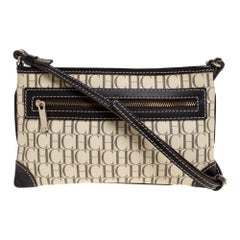 Carolina Herrera Black/Ivory Monogram Coated Canvas and Leather Crossbody Bag