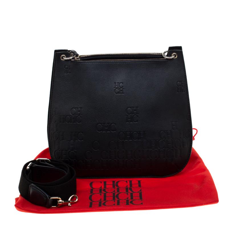 Carolina Herrera Black Leather Castanuela Messenger Bag 3