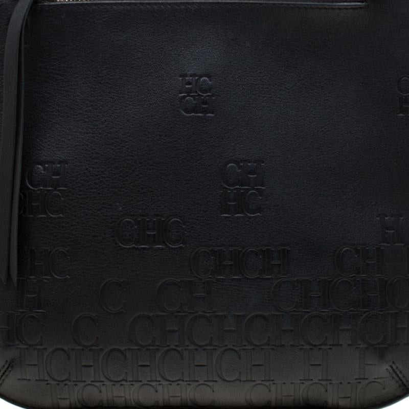 Carolina Herrera Black Leather Castanuela Messenger Bag 2