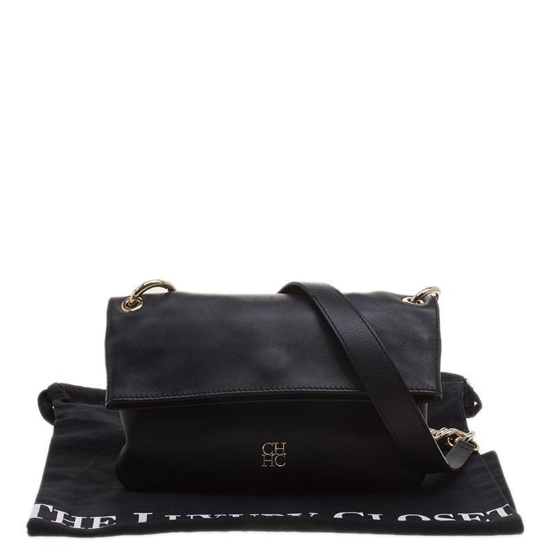 Carolina Herrera Black Leather Chain Shoulder Bag 7