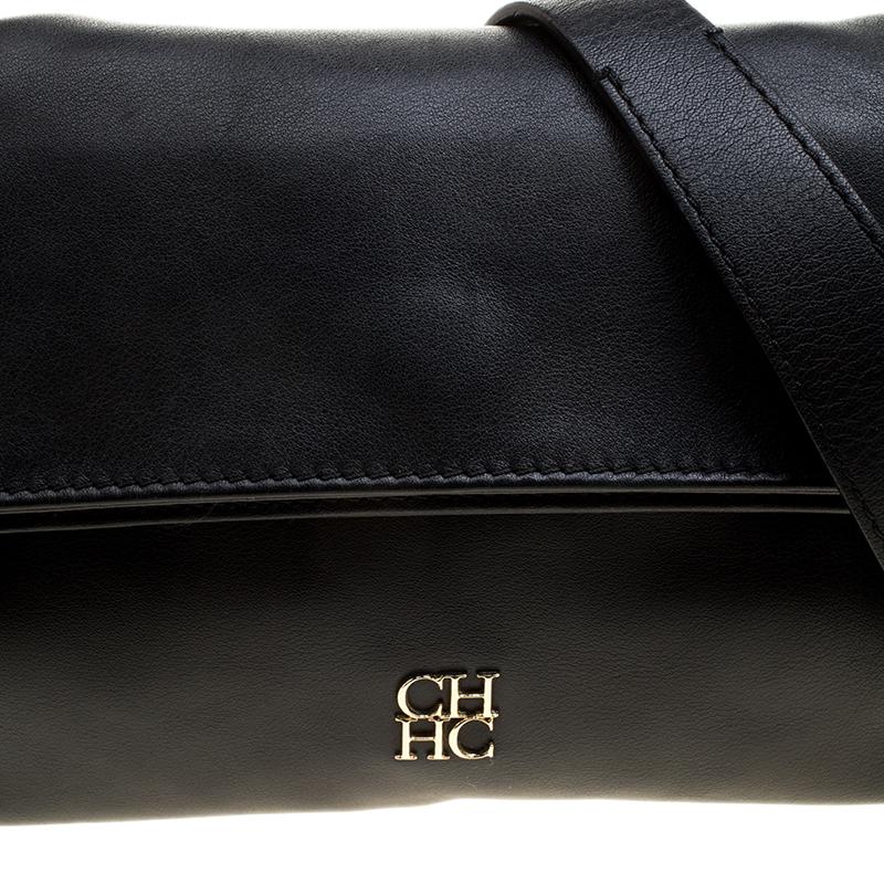 Carolina Herrera Black Leather Chain Shoulder Bag 1