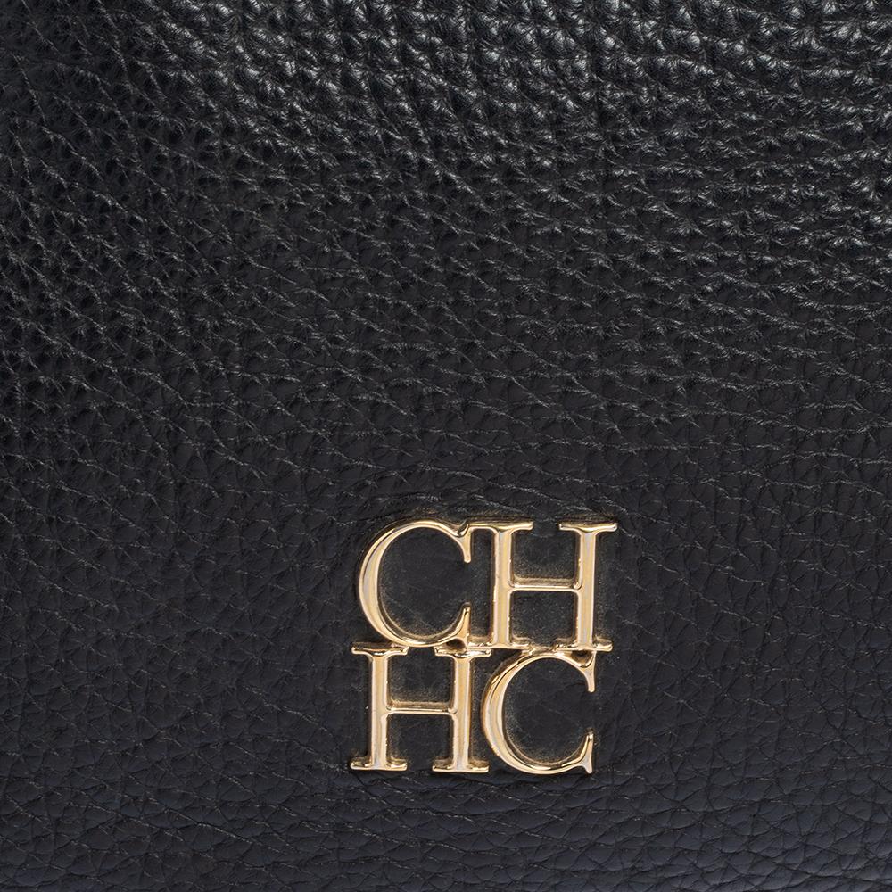 Carolina Herrera Black Leather Chain Tassel Shoulder Bag 2