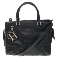 Carolina Herrera Black Leather CHCH Logo Tote